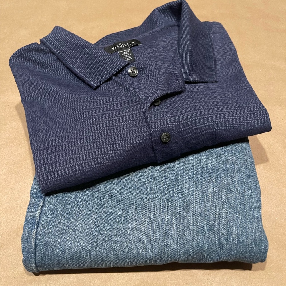 Van Heusen Short Sleeve Navy Polo with pocket